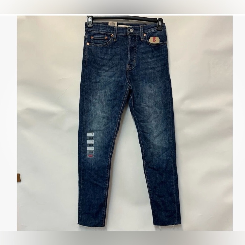 Levis Womens 27 From The Block Dark Blue Raw Hem Wedgie Skinny Jeans NWT - Picture 6 of 6